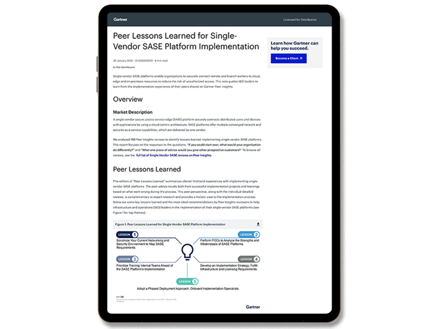 Gartner: Peer Lessons Learned for Single-Vendor SASE Platform Implementation