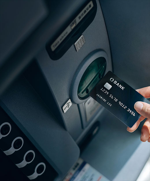 credit card entering atm slot